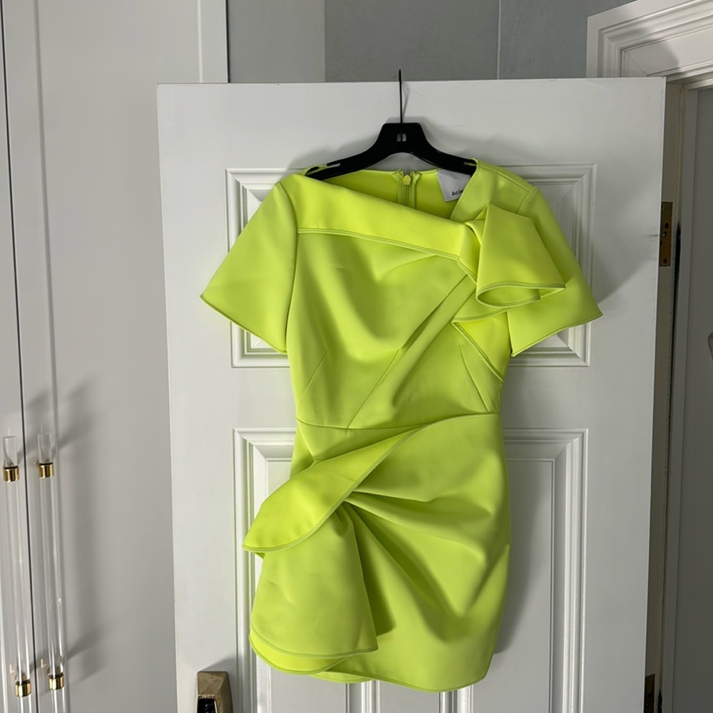Acler green mini party dress short sleeves